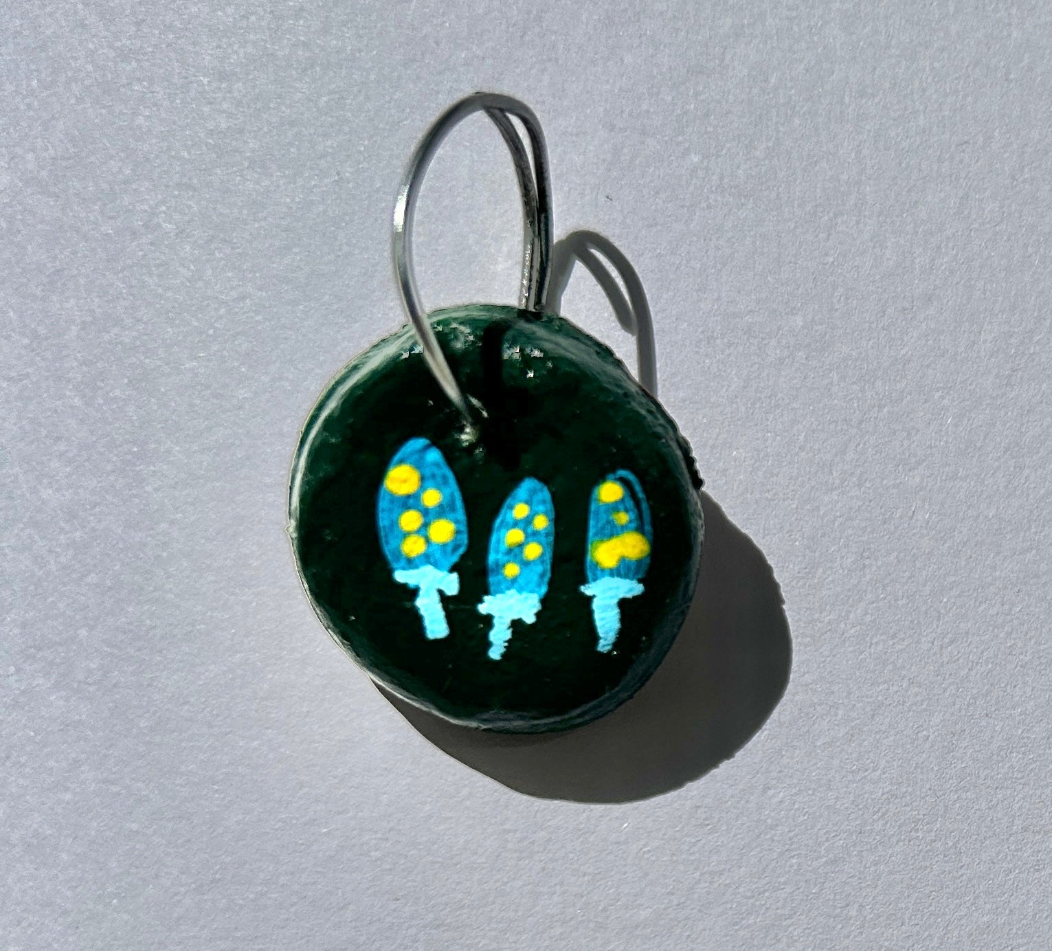 Blue Forest Mushroom Charm | Handmade Air-Dry Clay Accessory