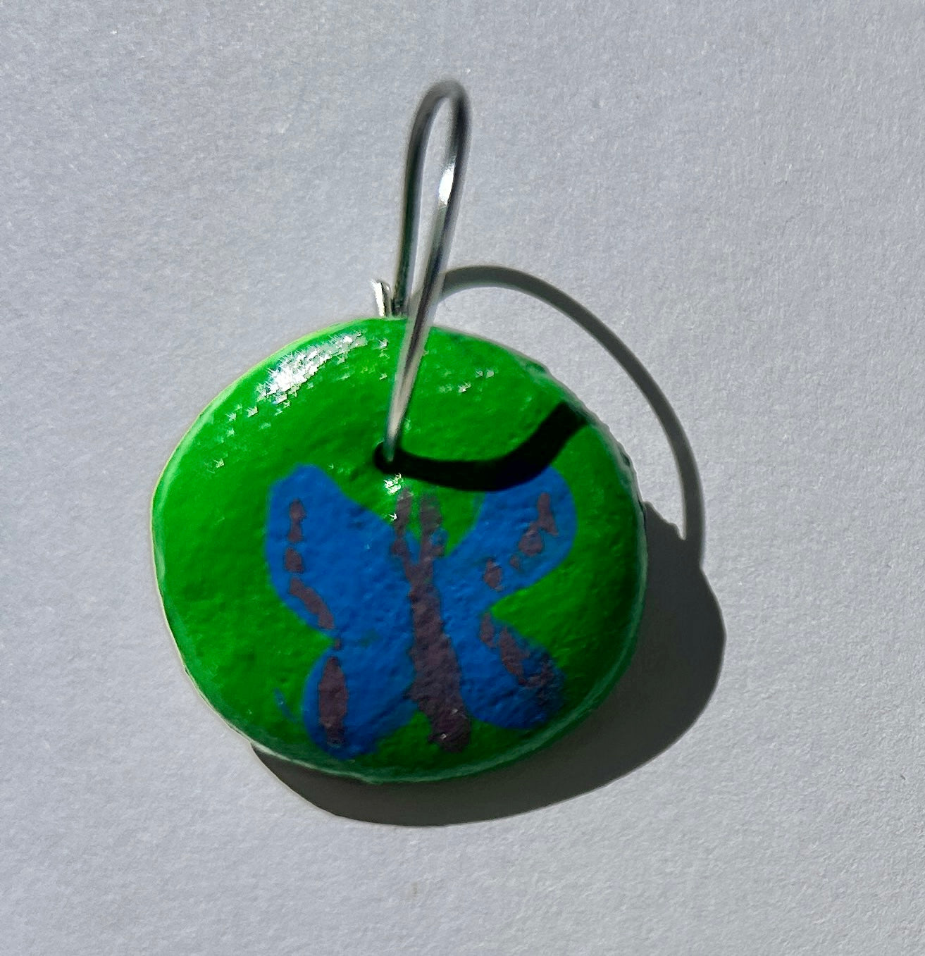 Blue Butterfly Garden Charm | Hand-Painted Air-Dry Clay