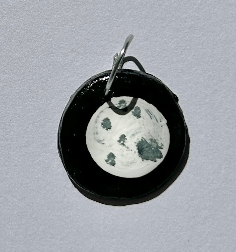 Celestial Hand-Painted Full Moon Charm | Artisan Air-Dry Clay Accessory